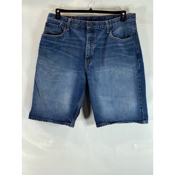 LEVI'S Men's Medium Blue 569 Loose-Fit Faded Five-Pocket Denim Jean Shorts SZ 40 - Picture 1 of 11